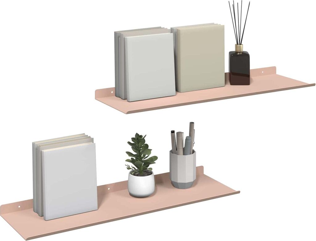(Robust Möbel)Schwebendes Regal - CLORIS - Robust und langlebig - Wandboard Bücherregal - 2 pcs Rosa 60x18x2,5cm Stahl - Wandregale GermanyMöbel...