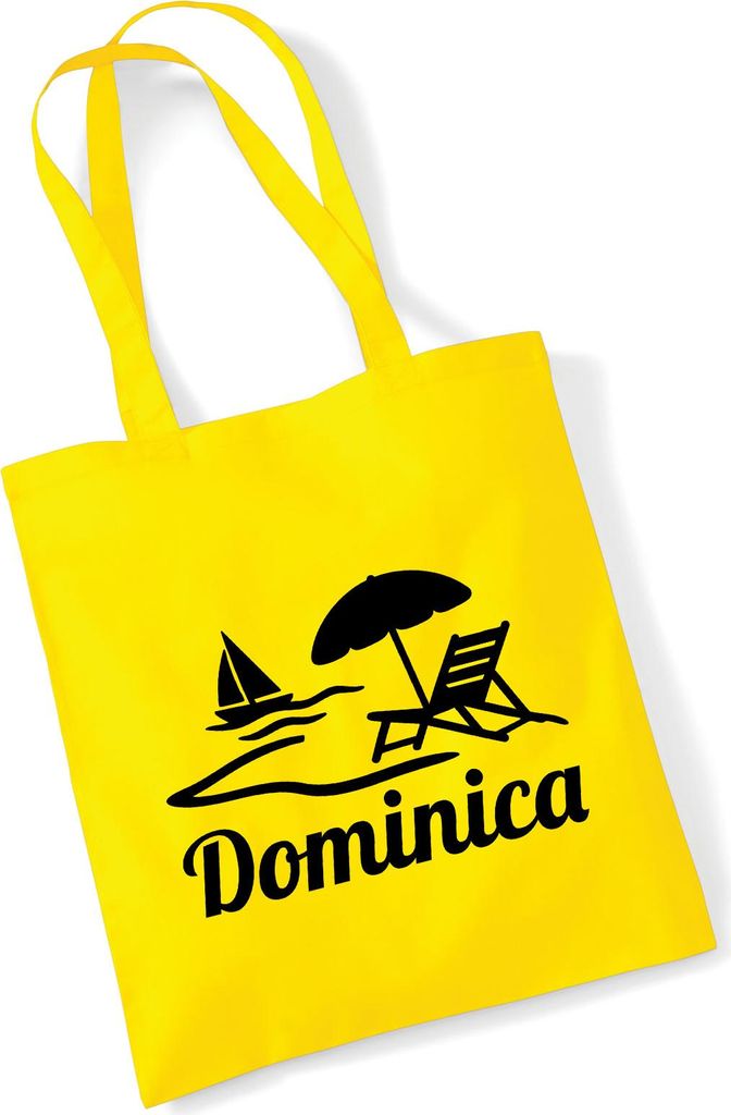 Huuraa Jutebeutel Dominica Inselmotiv Karibik 10 Liter Yellow Baumwolle Tasche Geschenkidee