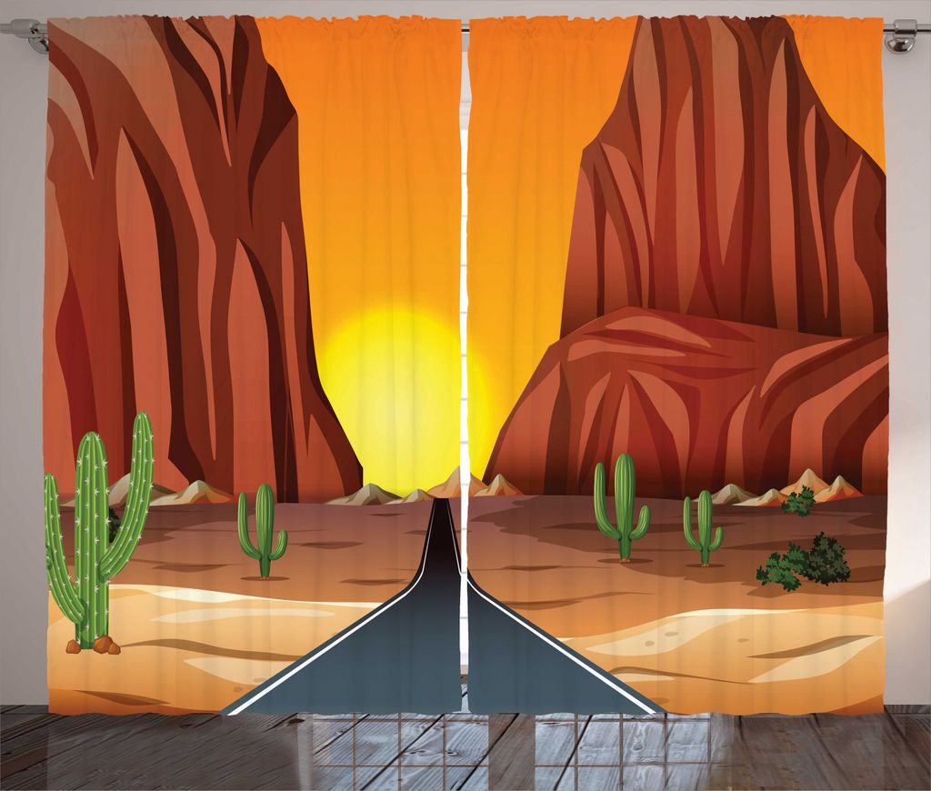 ABAKUHAUS Schlucht Rustikaler Vorhang, Sonnenuntergang zwischen Bergen, Wohnzimmer Universalband Gardinen mit Schlaufen und Haken, 280 x 225 cm, Me...