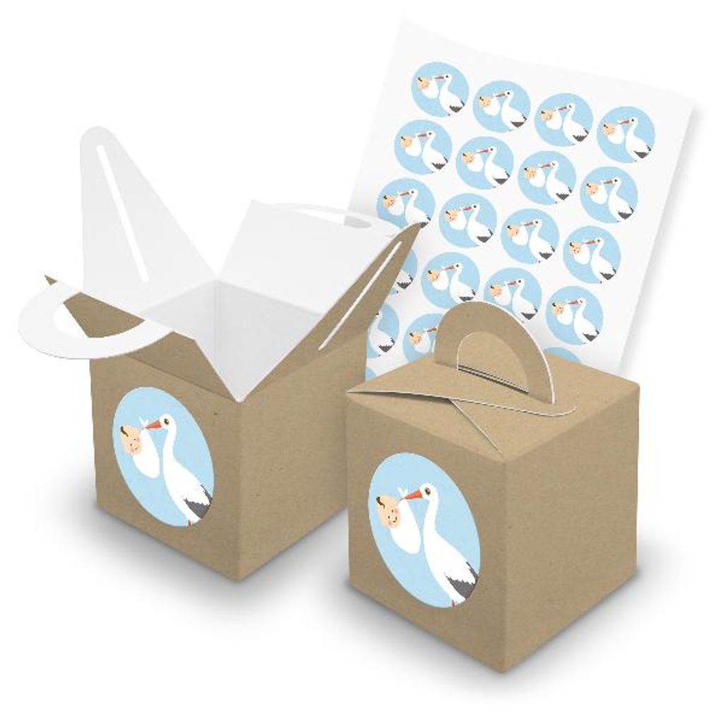 itenga SET 24x Würfelboxen mit Griff Braun (V43) + Motivsticker (M141)