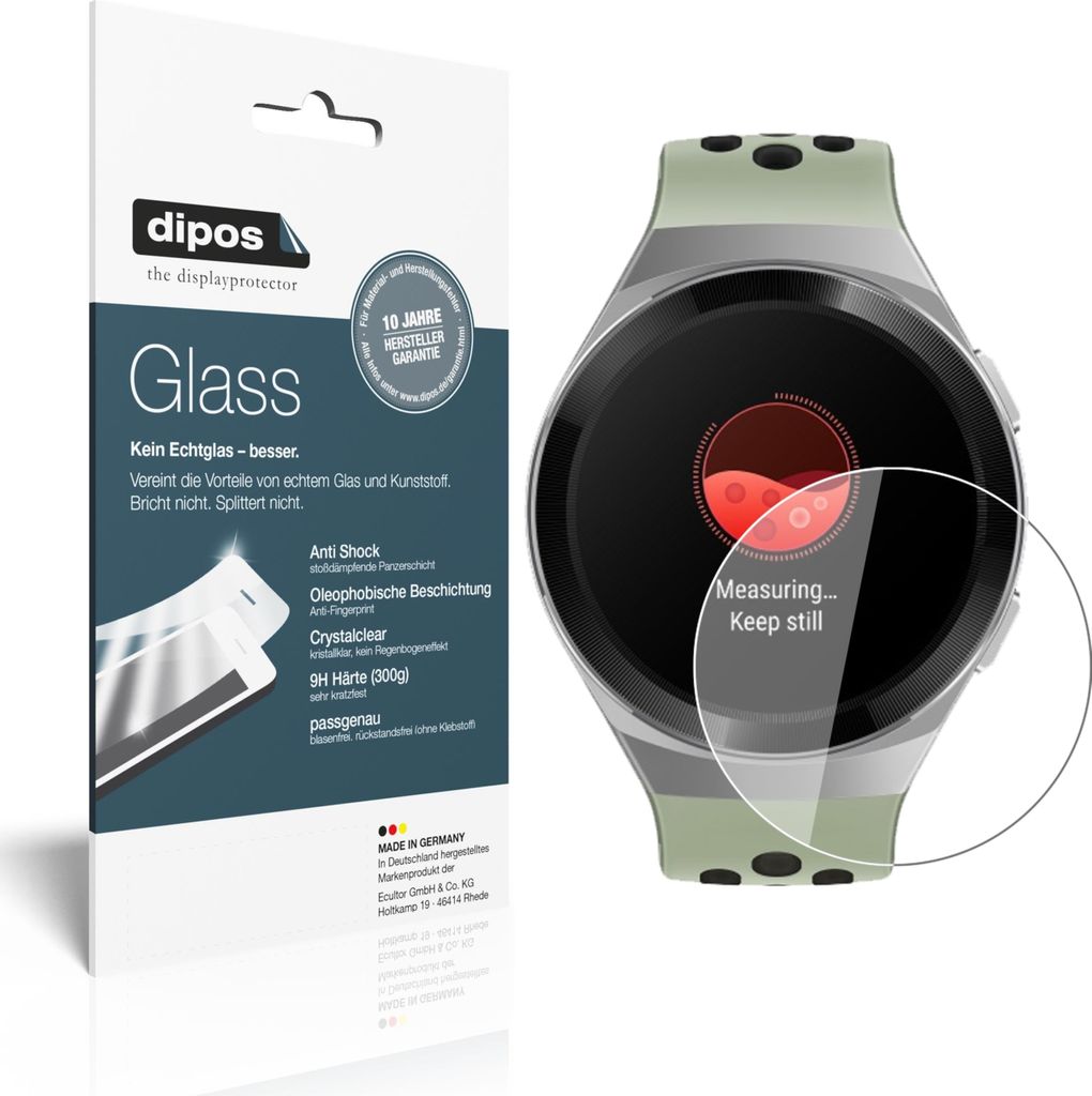 2x Schutzfolie für Huawei Watch GT 2e - Anti-Shock 9H Folie dipos Glass Kunststoffglas