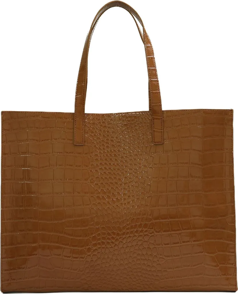 Sac à épaule femme Wellma Ted Baker grand cabas marron effet croco
