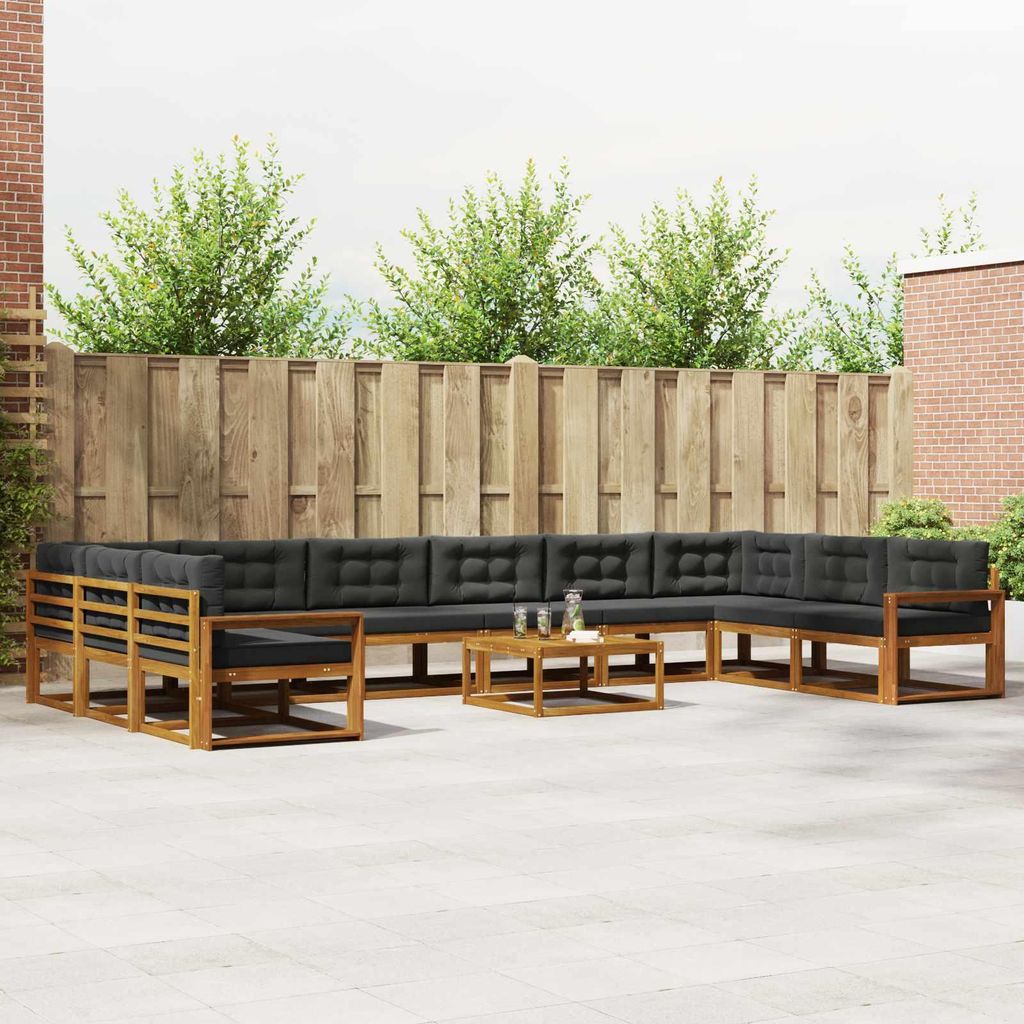 Outdoor-Sofagarnitur mit Kissen (11 pcs)- CLORIS - Natur und Anthrazit - Gartensofas C423
