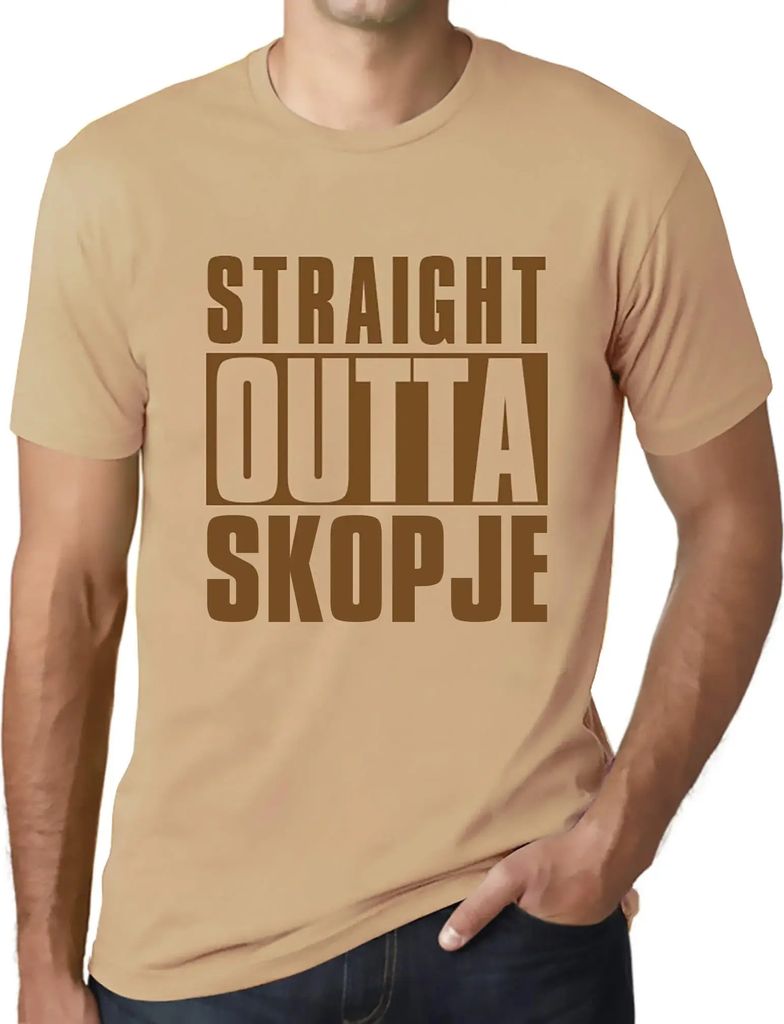 Herren Grafik T-Shirt Direkt aus Skopje – Straight Outta Skopje – Öko-Verantwortlich Vintage Jahrgang Kurzarm Lustige Druck Geburtstag Geschen...