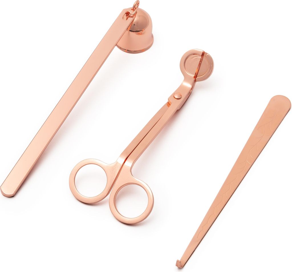 Kerzenzubehör-Set - Schere, Stab und Kerzenlöscher - rosa