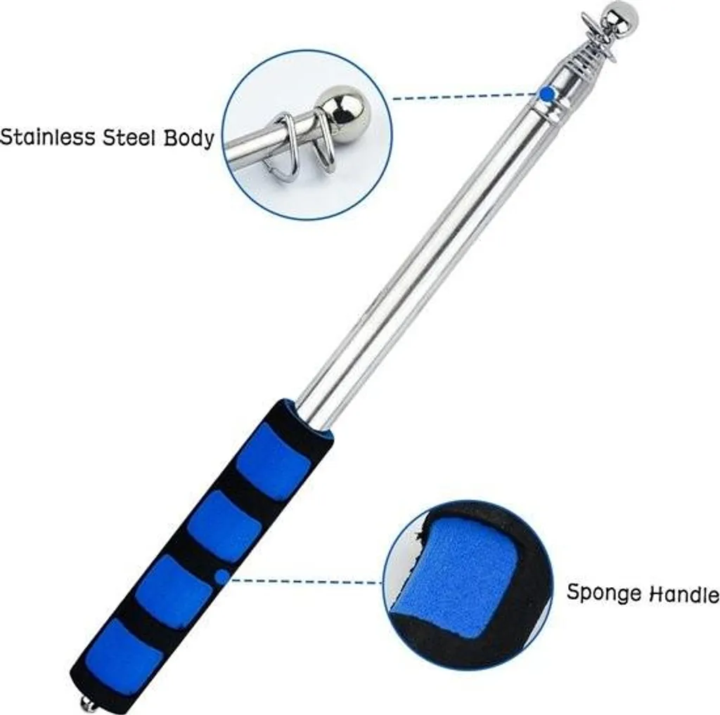 Mât de drapeau extensible Kikuo réglable pour guide et camping bleu - 3