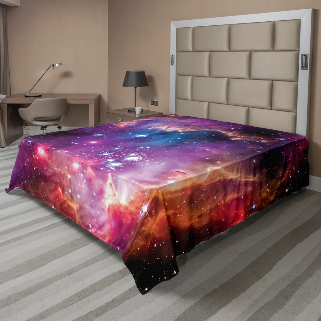 Lenzuolo Sopra Galassia ABAKUHAUS 260x228 cm - Microfibra Blu e Viola
