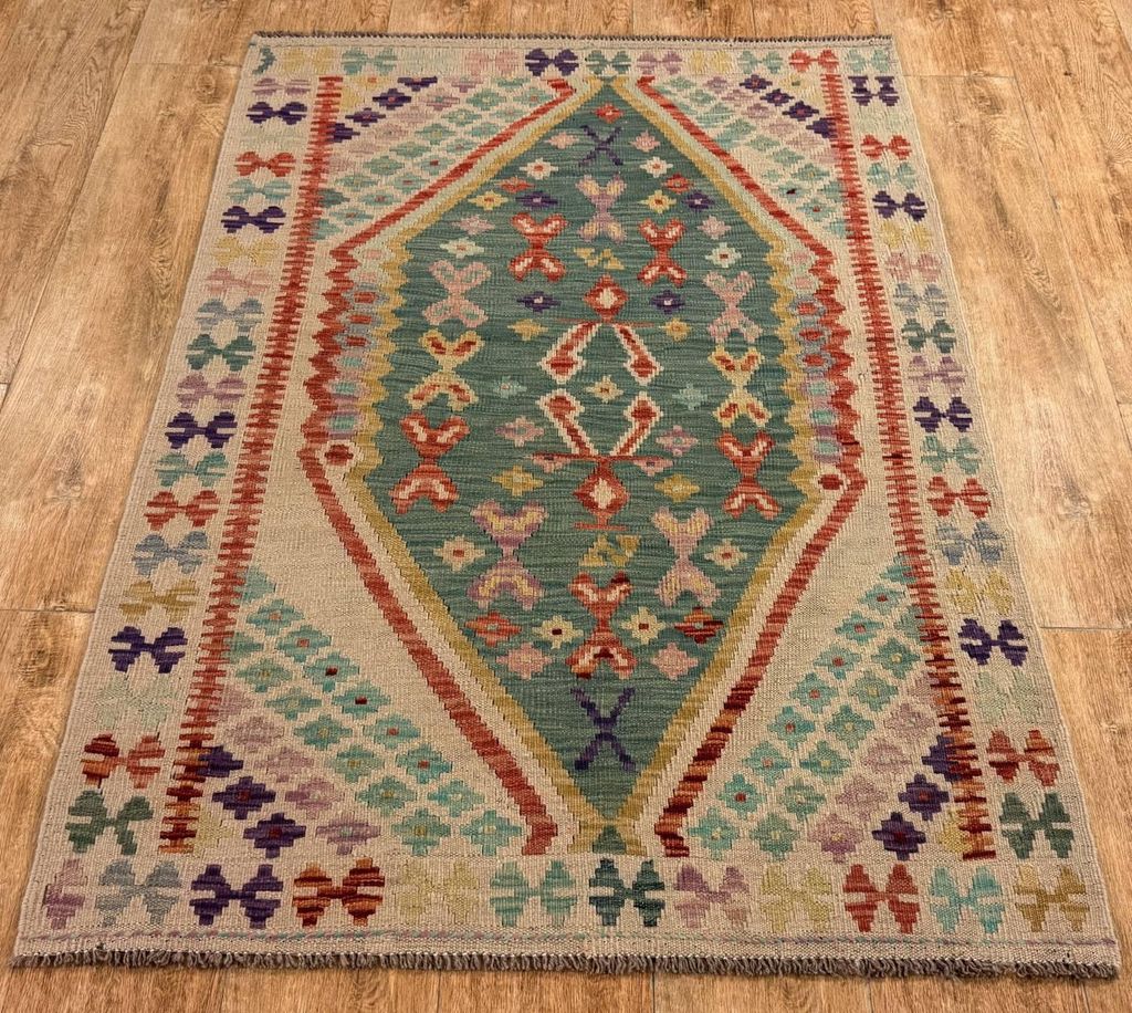 Teppich KELIM ORIGINAL | Farbe: Multi; Größe: 102x144 cm | strapazierfähig und leicht zu reinigen | Wohnzimmer | Schlafzimmer