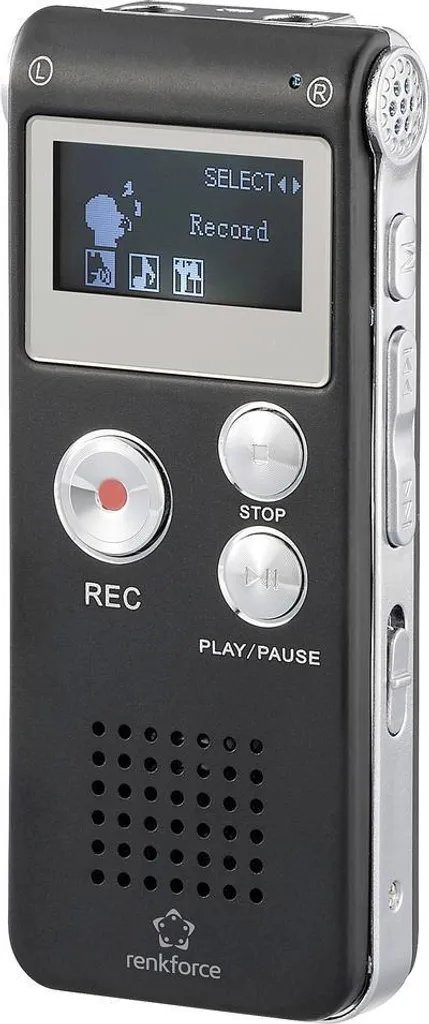 Renkforce RF-DVR-L169 Dictaphone Numérique Noir RF-6691332 Haute Qualité