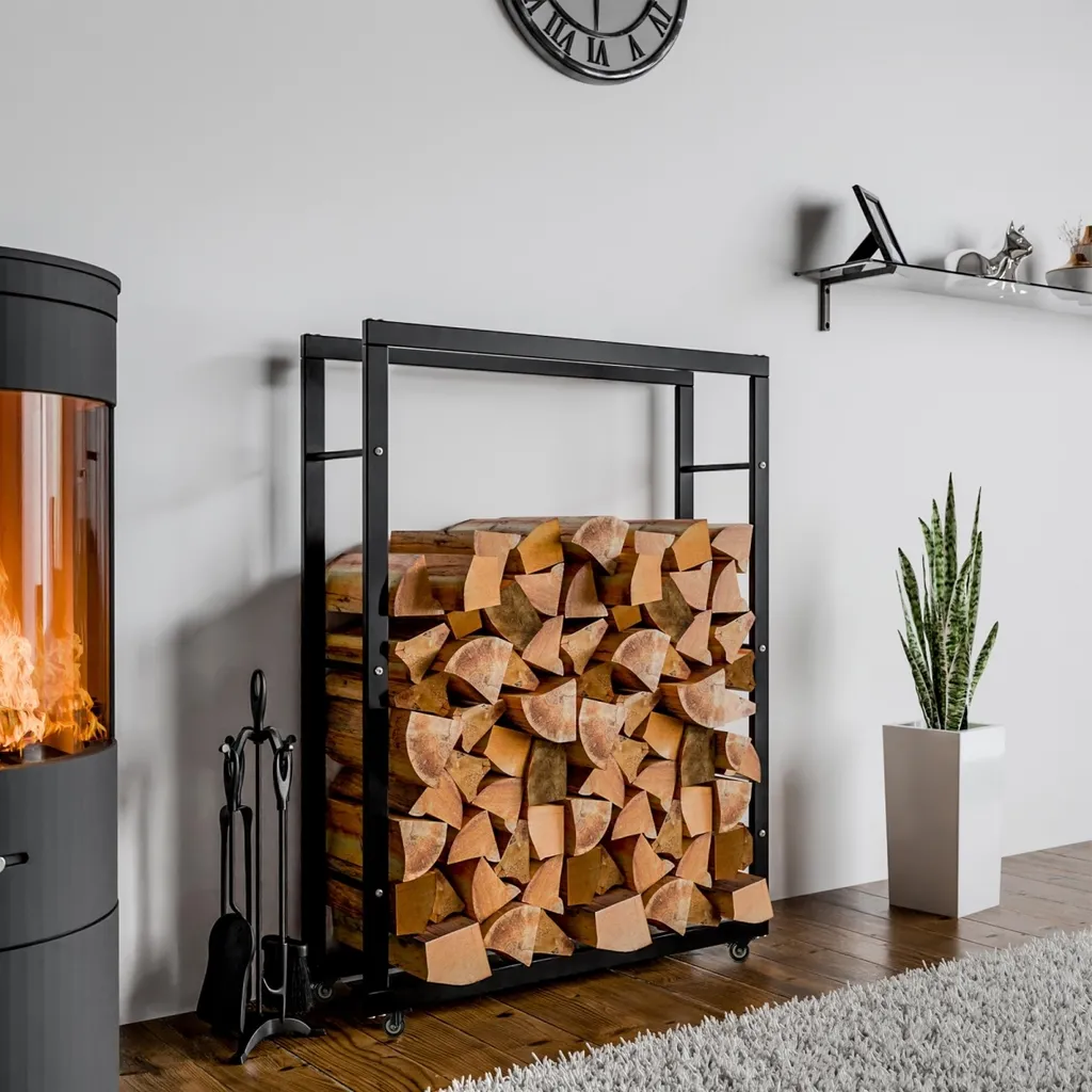 Support bois et métal noir Keri 125 cm, structure mobile renforcée - 10