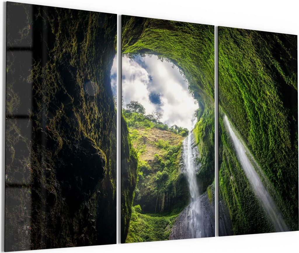 DEQORI Glasbild Echtglas 3x50x100 cm 'Höchster Wasserfall Produktbild 