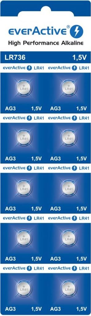 A blister pack of button cell batteries.
