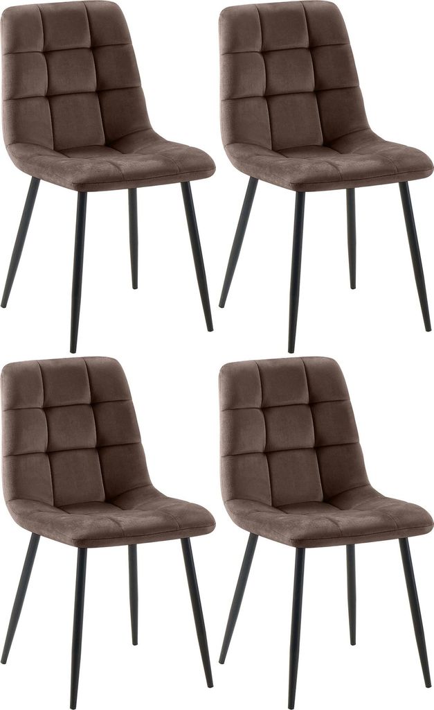 4er Set Esszimmerstuhl FIGAD - Samt Braun 45x55x84 cm | Essstühle Esszimmerstühle Küchenstühle Wohnzimmerstühle