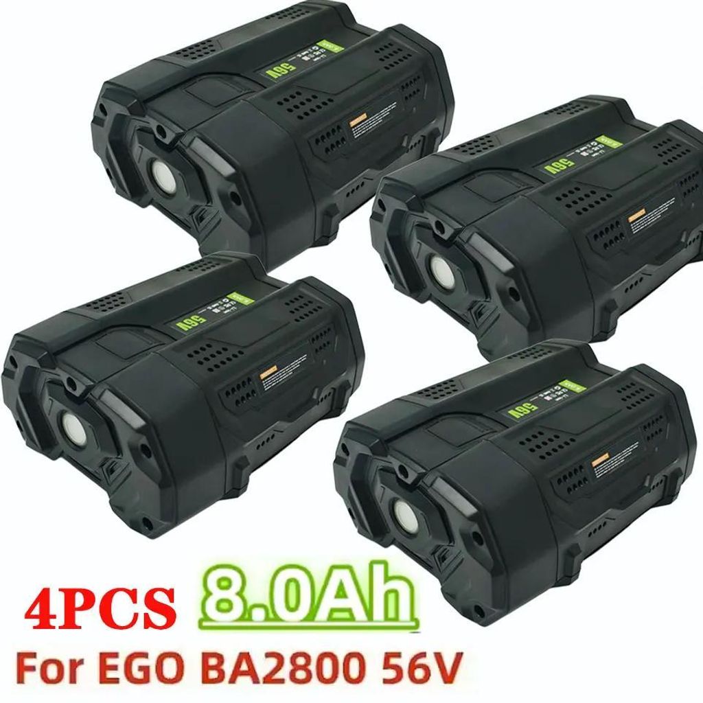 56V 8,0Ah Akku - Li-Ion Ersatzakku für Rasenmäher, Kettensäge, Laubbläser - 8000mAh Hochleistung - Kompatibel mit BA2800 BA4200 - 4er Pack