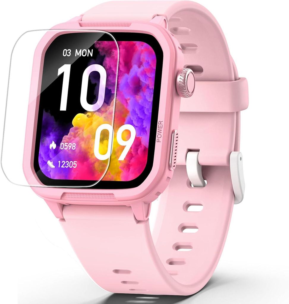Smartwatch für Kinder, Fitness-Tracker, digitale Fitnessuhr mit Schrittzähler, 24/7-Pulsmessung, IP68 wasserdicht, Schlafüberwachung