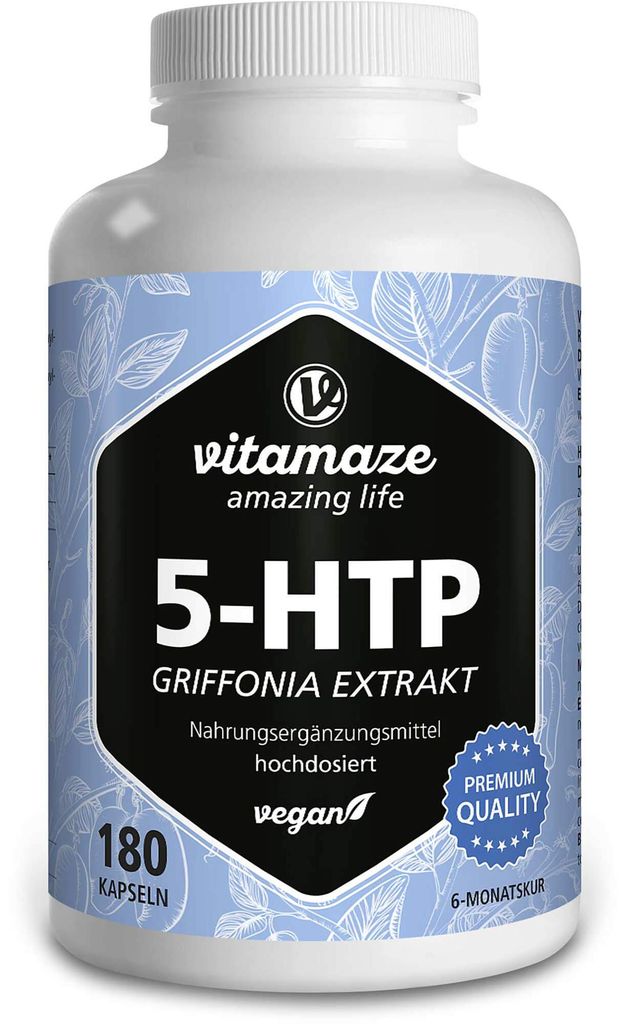 Vitamaze 5-HTP 200 mg Griffonia Extrakt vegane Kapseln, 180 St. Kapseln