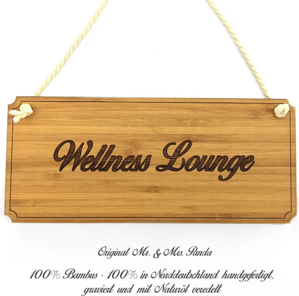 Mr. & Mrs. Panda wandtafel Wellness Lounge - Geschenk, Wegweiser, Graviert, Landhaus, Shabby, Hinweisschild, Schild, Büroschild, Holz, Türschild,...