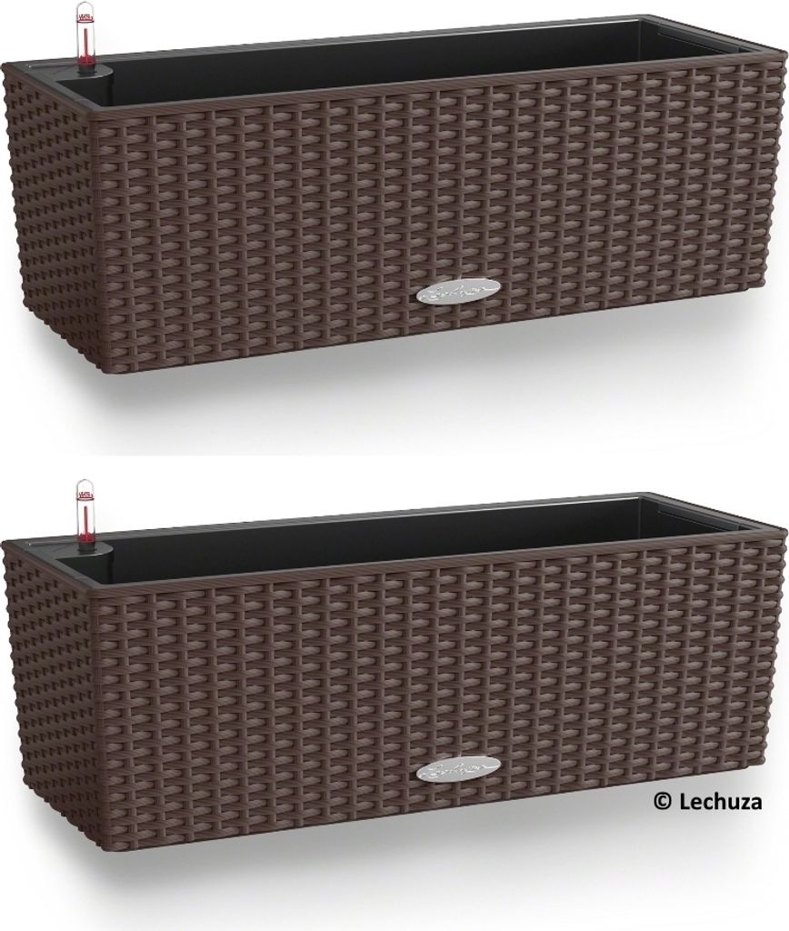 2er - Set LECHUZA® Blumenkasten BALCONERA Cottage 50 Mokka Produktbild 