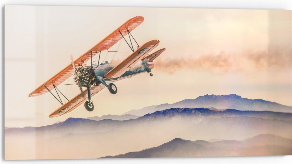 DEQORI Küchenrückwand Glas 80x40 cm 'Flug in die Morgenröte' Spritzschutz Bad Rückwand Küche