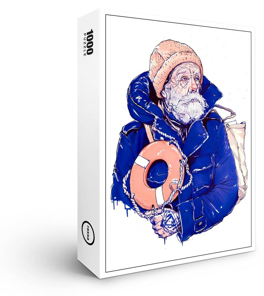 raxxa Premium-Puzzle "Sailor Holding Lifebuoy Wearing Orange Knit Cap", 1000 Teile