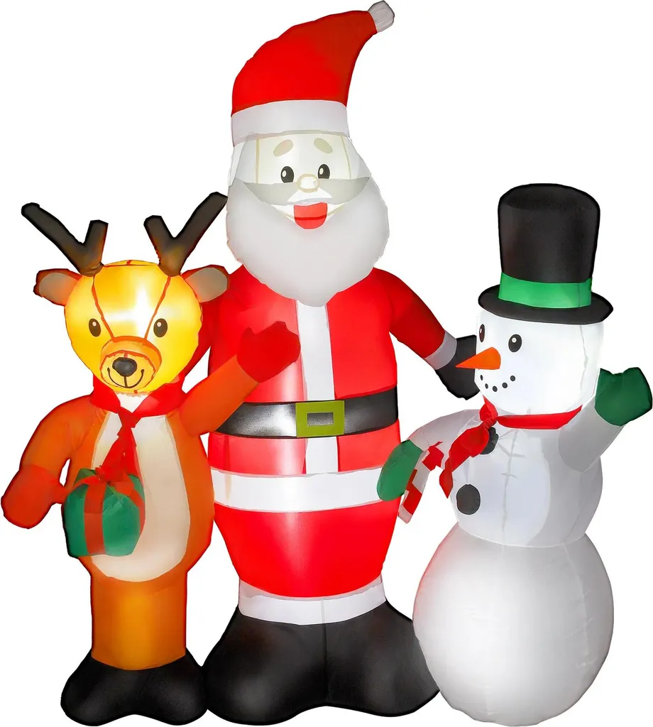 Décoration de Noël Gonflable Extérieure 150 cm - Trio Père Noël et Amis