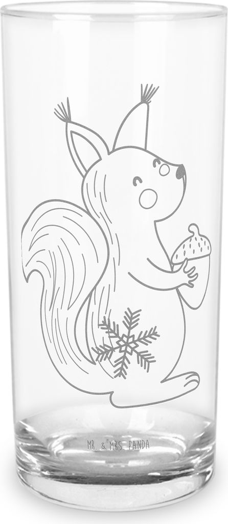 Mr. & Mrs. Panda Wasserglas Eichhörnchen Weihnachten 200 ml - Transparent - Geschenk, Weihnachtsgruß, Vogel, Glas, Tumbler, Neujahr, Cocktailglas...