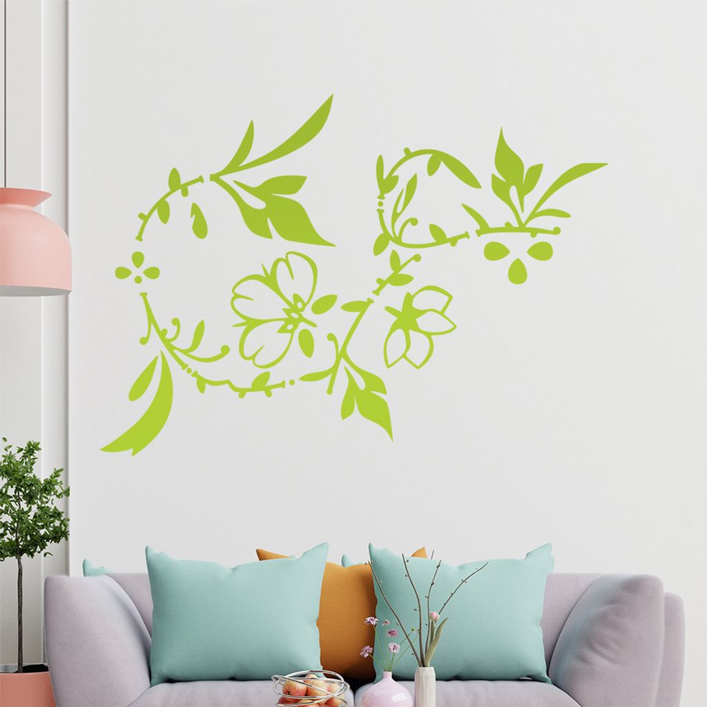 Blumenranke - Linien Wandtattoo in 6 Größen - Wandaufkleber Wall Sticker - Dekoration, Küche, Wohnzimmer, Schlafzimmer, Badezimmer