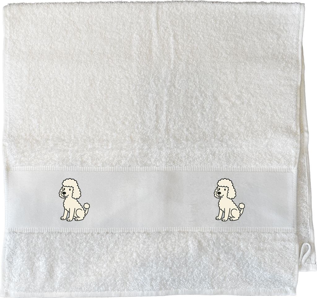 Huuraa Handtuch Pudel Curly Comic 50x100cm White Baumwolle Handtuch Geschenkidee