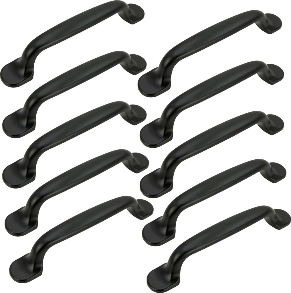 10er-Set Möbelgriffe Luminis in Schwarz, 96 mm, aus Aluminium, klassisches Design, matt, ideal für Schränke und Kommoden, inklusive Montageschra...