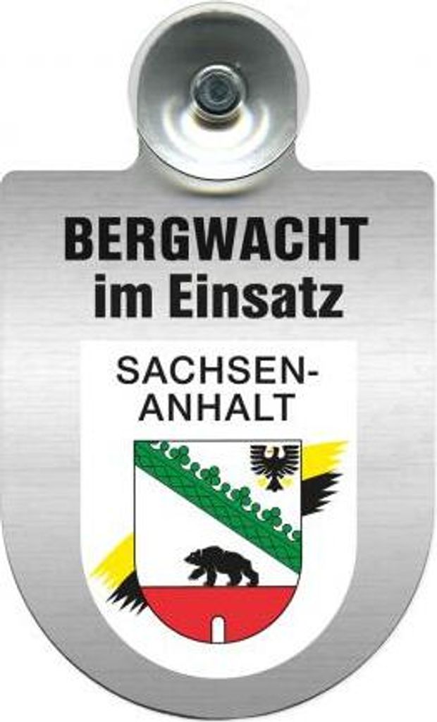 Einsatzschild mit Saugnapf - Bergwacht im Einsatz - incl. Regionenwappen nach Wahl 393807 Color - Region Sachsen-Anhalt