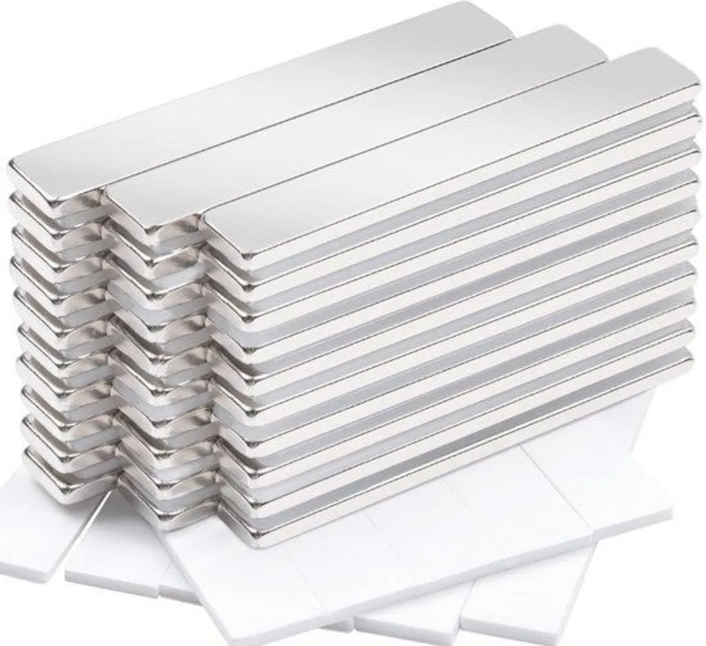Aimants néodyme 60x10x3 mm extra-puissants avec adhésif 3M - Lot de 10