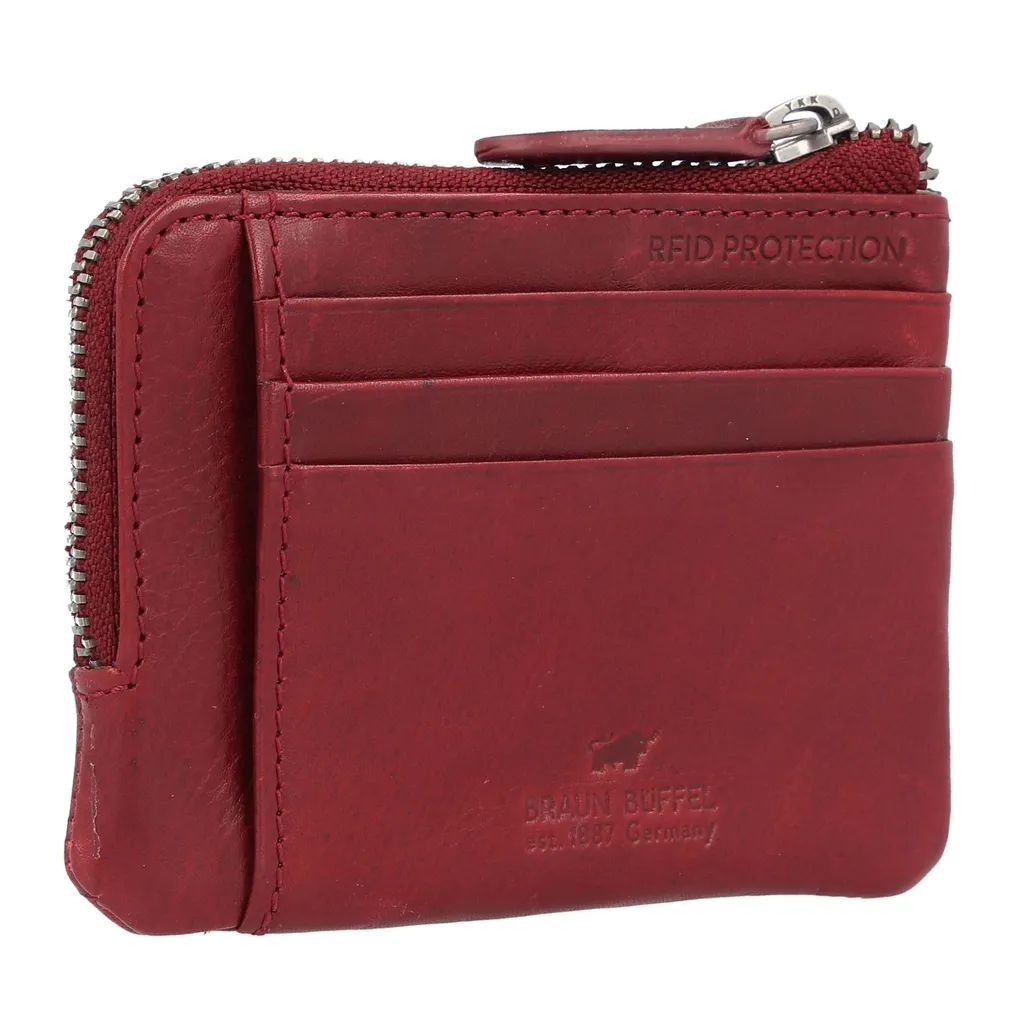Étui Cuir Arezzo RFID Rosso : Sécurité et Style Mini Wallet 3 Chaines - 5
