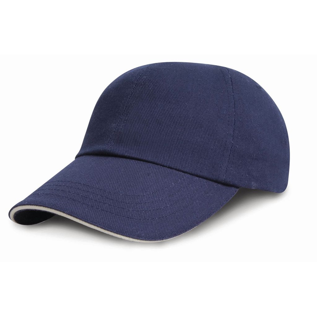 Result Headwear Junior Baseball Kappe, Low Profile, Sandwich Peak RW3700 (Einheitsgröße) (Marineblau/Weiß)