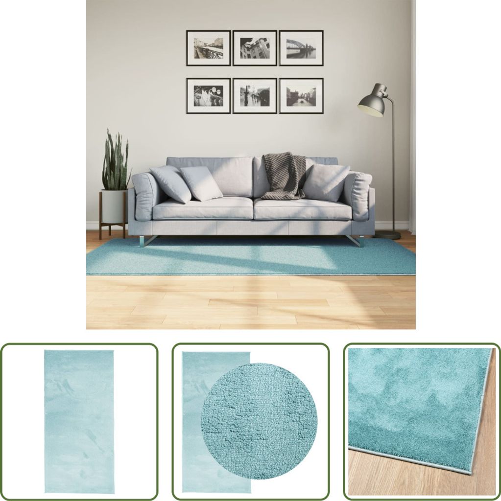 The Living Store Teppich OVIEDO Kurzflor Grün 100x200 cm Produktbild 