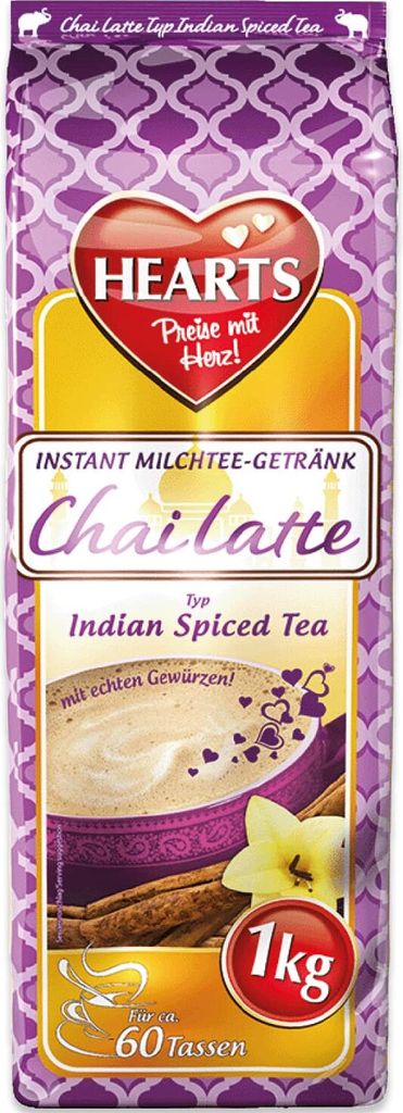 HEARTS Chai Latte 20 x 1kg - Vorteilspack - Instant Milchtee Pulver für Weihnachtsmarkt