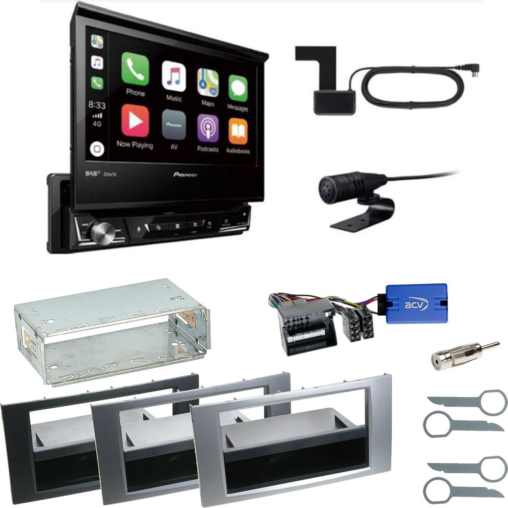 Pioneer AVH-Z7200DAB Bluetooth USB Einbauset für Ford Focus C-Max Fiesta Transit