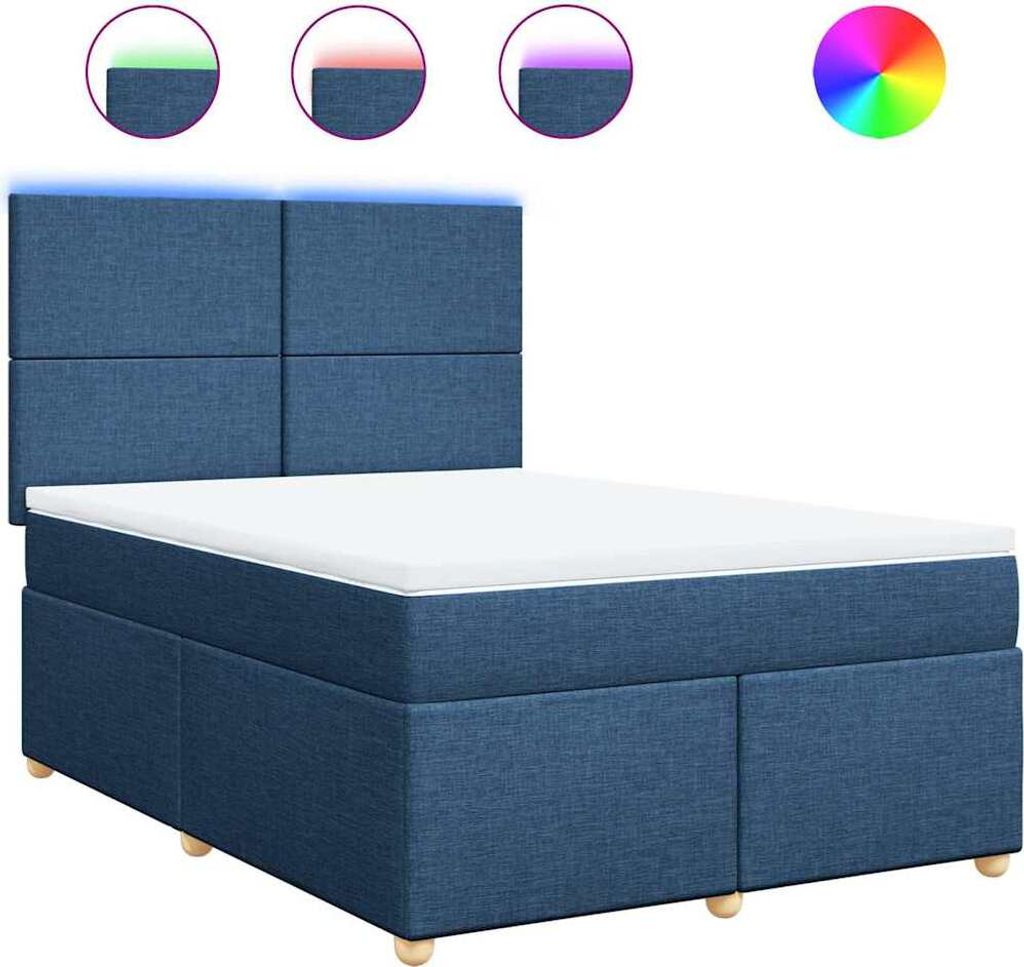vidaXL Boxspringbett mit Matratze Blau 140x190 cm Stoff
