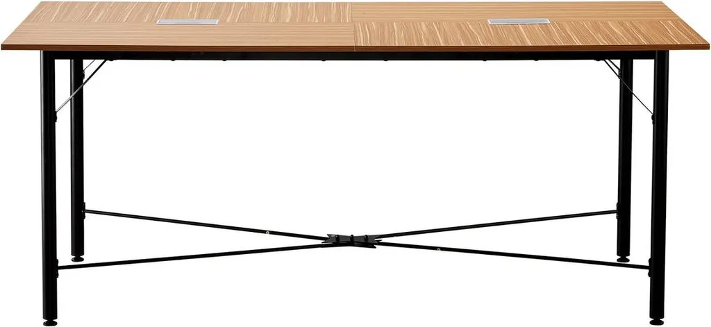 Table de conférence 1800 mm marron pour 6 à 8 personnes avec pieds métal