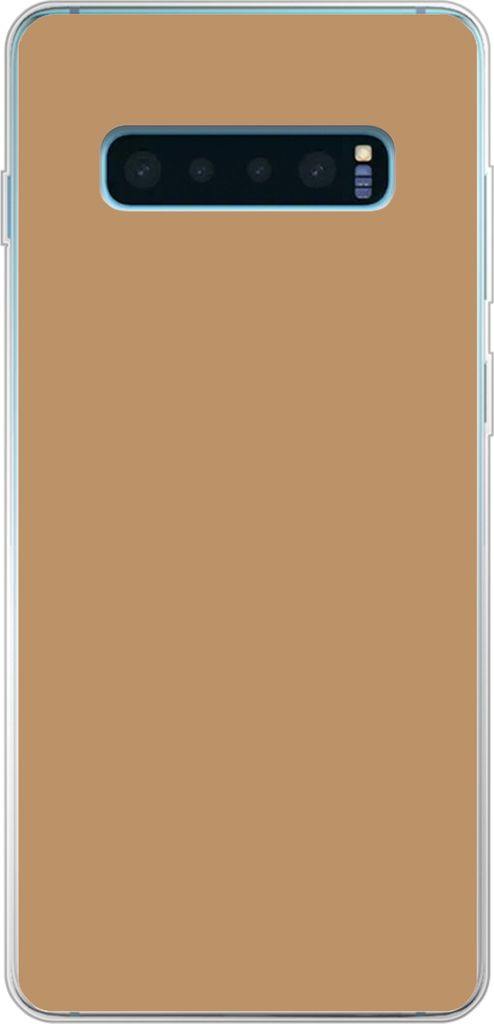 MuchoWow Handyhülle Schutzhülle Hülle für Telefoonhoesje Samsung Galaxy S10 Plus Braun - Unifarbener Druck Silikon Softcase Handy Hülle - Sc...