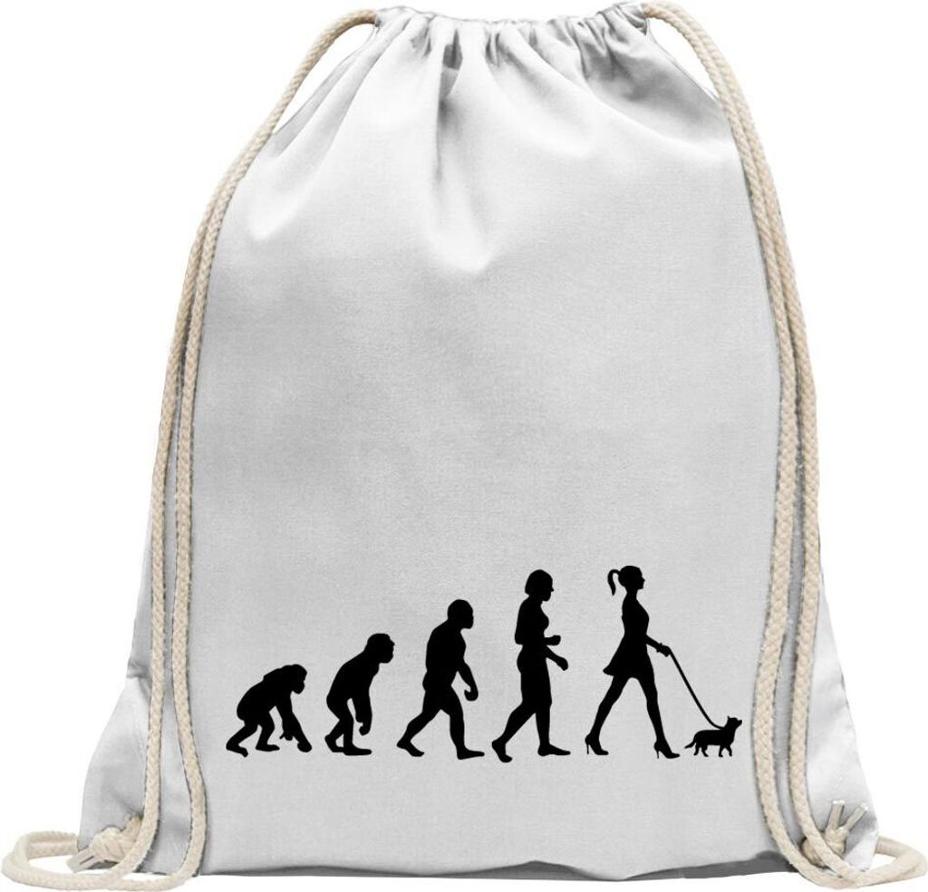 Kiwistar - Turnbeutel - weiss - Evolution It-Girl Trend & Style - Fun Rucksack Sport Beutel Gymsack Baumwolle mit Ziehgurt