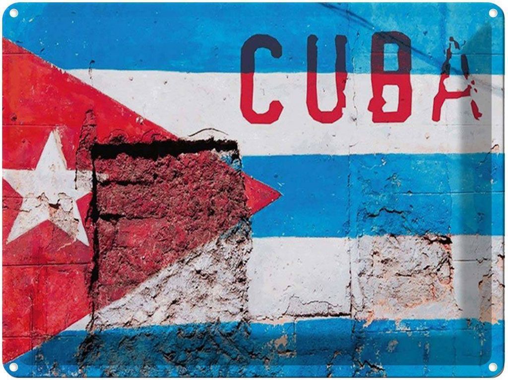 vianmo Blechschild 30x40 cm Flagge Cuba Fahne auf eine Mauer Wappen