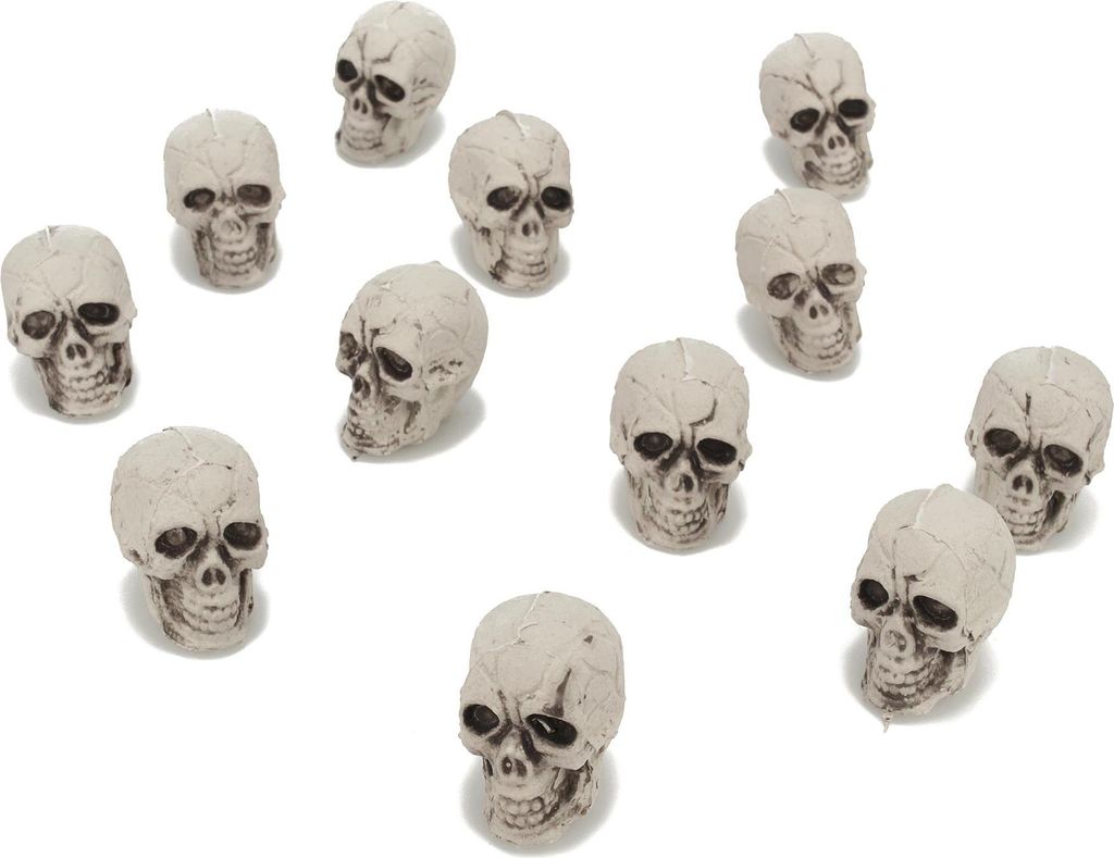 Mini-Totenschädel Halloween-Deko 3cm 12er-Set weiss - Einheitsgröße