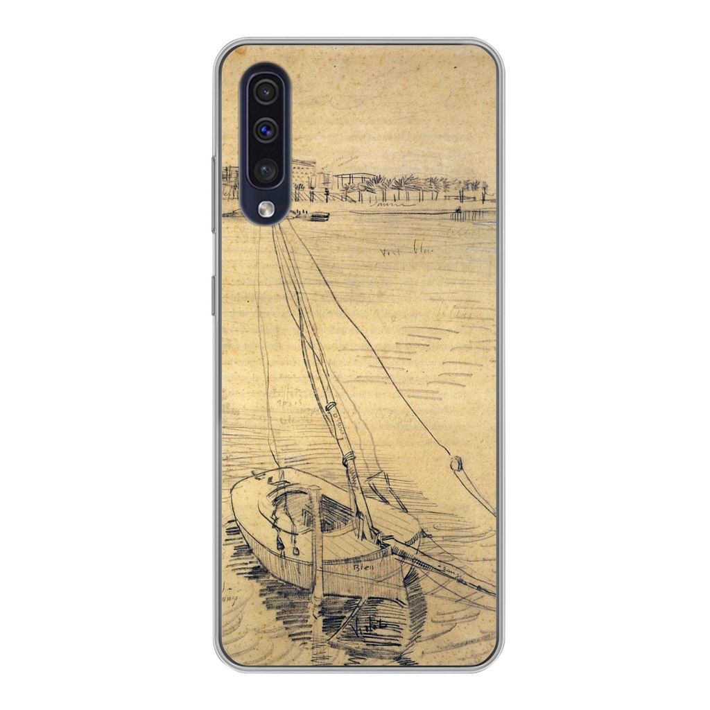 MuchoWow Handyhülle Schutzhülle Hülle für Samsung Galaxy A30s Segelboot auf der Seine bei Asnières - Vincent van Gogh Silikon Softcase Handy...