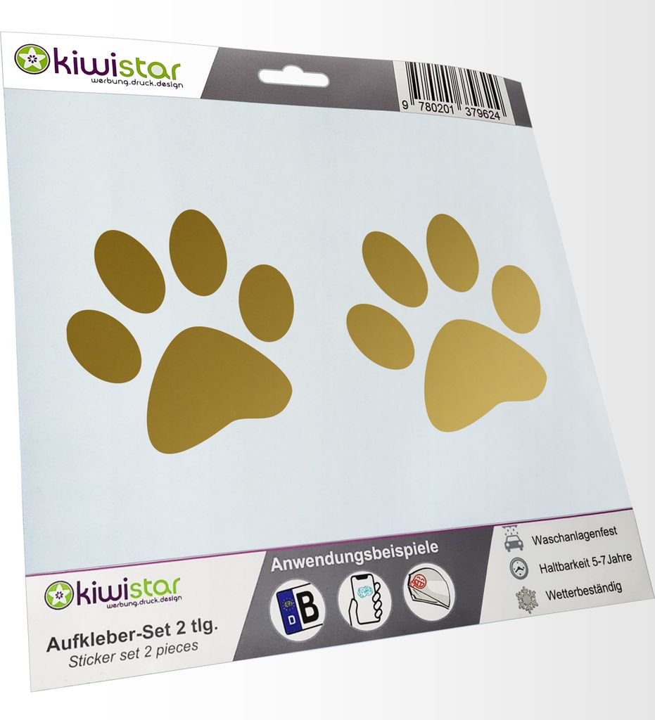 Kiwistar - 2x Kennzeichenaufkleber - gold - 21 mm Hund - Katze Inside - Autoaufkleber - Aufkleber für Auto, Laptop, Fahrrad, LKW, Motorrad Mehrfar...