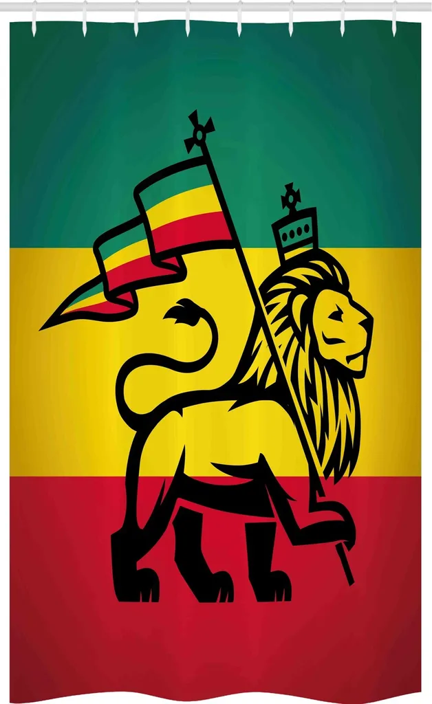ABAKUHAUS Tenda Da Doccia In Tessuto Rasta – Reggae Musica Pace, 175x240 Cm, Con 12 Ganci, Colori Rosso Verde Giallo - 2