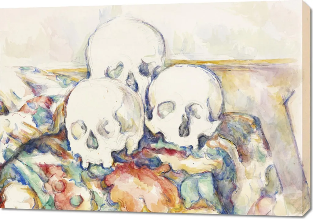 Cezanne The Three Skulls Quadro 100x70 per Salotto - Tela Vintage