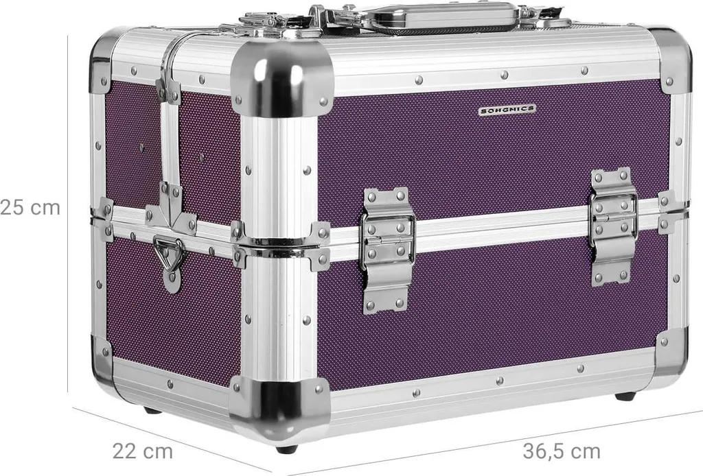 Borsa Cosmetici Compatta Viola - Pochette Trucco in Tessuto Oxford - 6