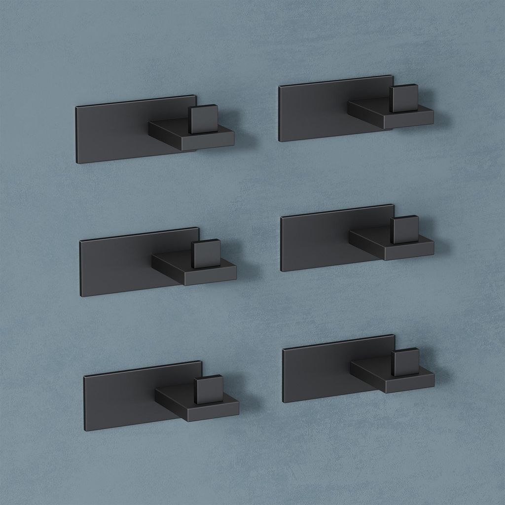 doporro 8 Stück Garderobenhaken Edelstahl, Kleiderhaken Wand Haken, selbstklebend & ohne Bohren Matt schwarz für Jacken, Handtücher Stalo-06