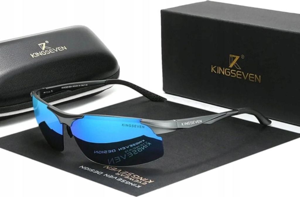 Kingseven - Sonnenbrillen - für Männer - UV400 - Sport - Blaue Gläser - Graues Gestell