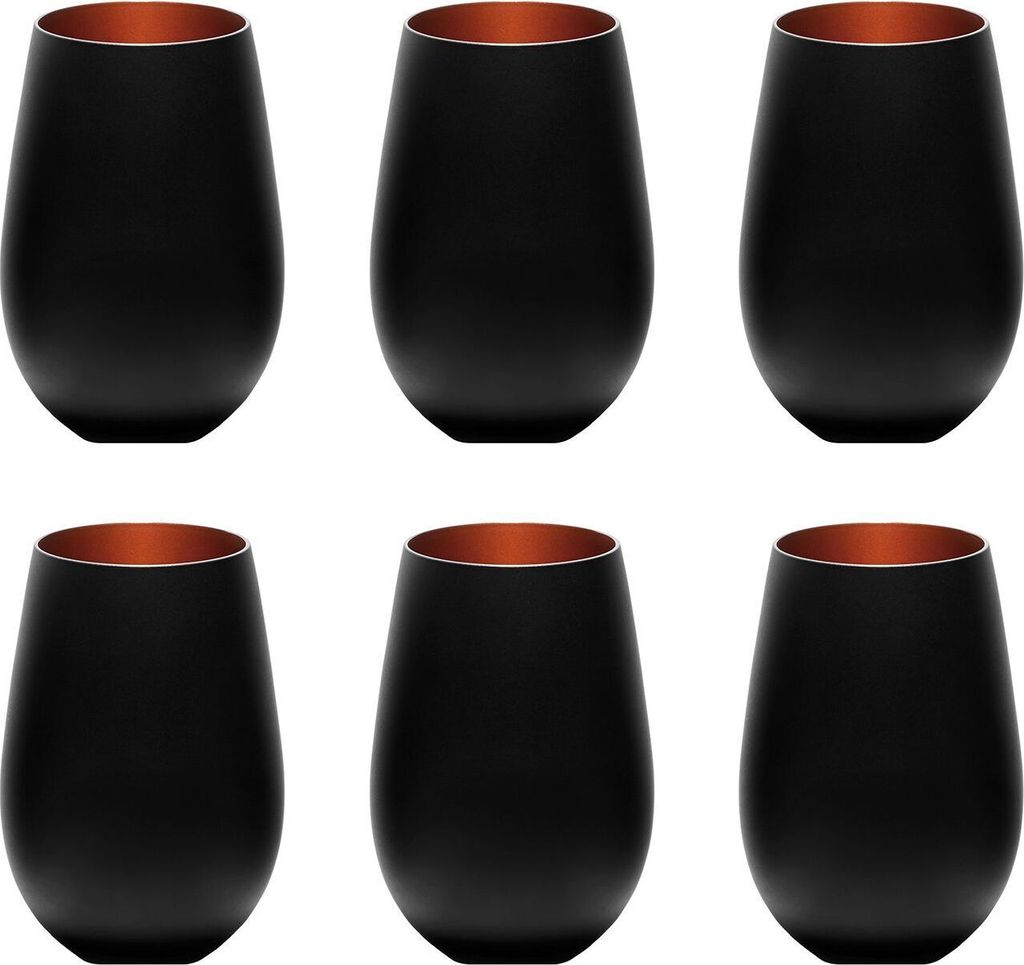 Farbige Trinkgläser ELEMENTS 6er-Set, zweifarbig Schwarz-Bronze, 456 ml
